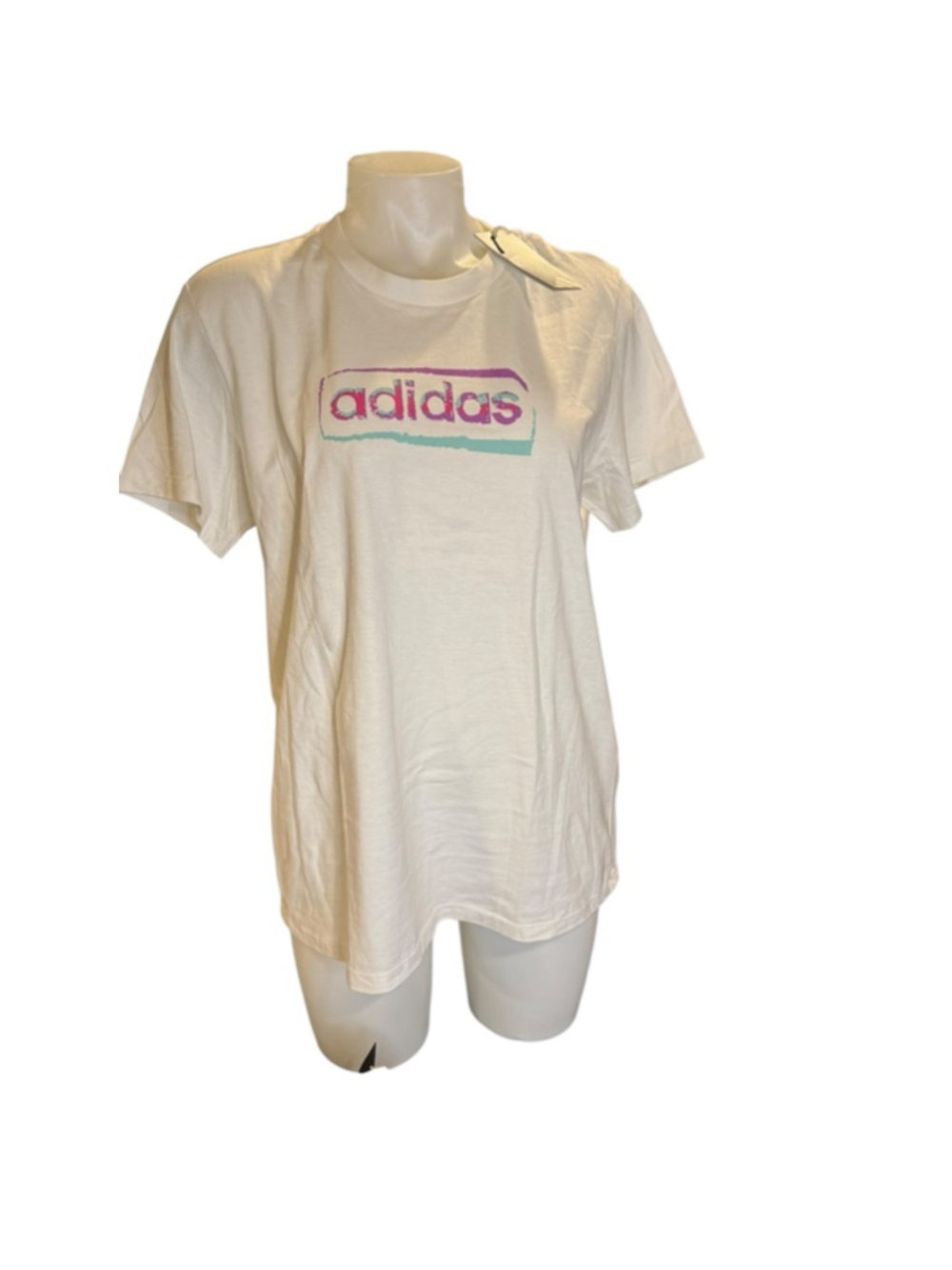 Women's Adidas Short Sleeve Tee M White Purple j46